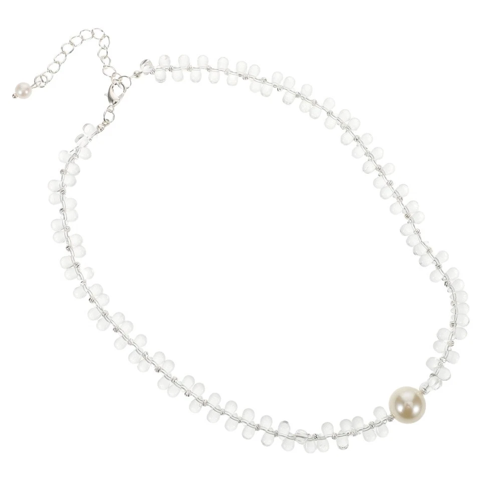 Collana girocollo in cristallo trasparente da donna, collana con filo di - Immagine 4 di 4