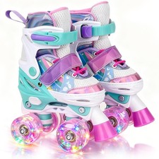 Roller Skates for Kids Ages 5 6 8 12 Year Old 4 Size Adjustable Quad Roller S...