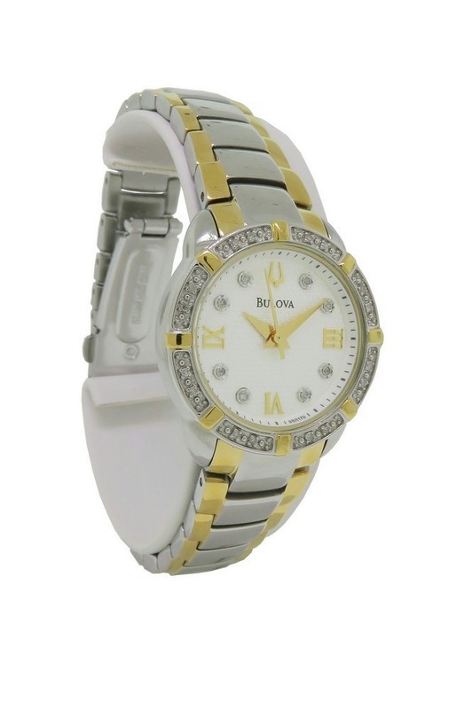 Bulova Diamond 98R170 Women's Round Analog Roman Numeral Stainless Steel Watch
