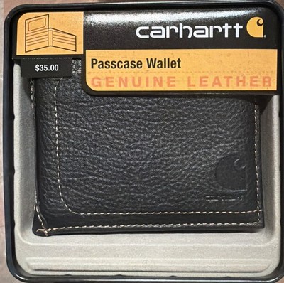 Carhartt Pebble Real Leather Passcase Wallet Black New