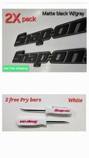 2pk Snap On Tools Logo Emblem Matte Black Badge Decal 2 Pocket White Pry Bars