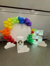 Rainbow Hoop And Light Up Number Balloon Decoration