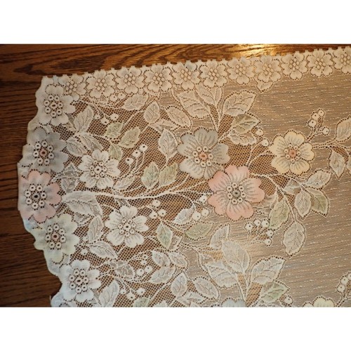 Vintage Lace Curtains (2) Flower Embroidery Pastel 59"x60" White Cottagecore - Foto 3 di 12