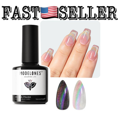 Modelones Cat Eye Gel Polish Rainbow Glitter Cat Eye Gel Polish 0.5oz (15ml)