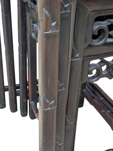 Exquisite Antique Pre WWII Chinese Rosewood Hand Carved Nesting Tables Set Of 4 - Picture 7 of 23