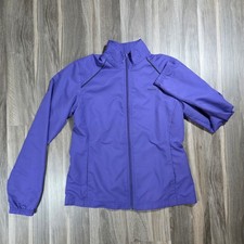 Reebok Womens Full Zip Track Jacket Purple Mock Neck Athletic Activewear Small