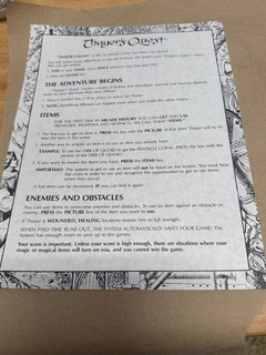 NOS Thayer's Quest Arcade HOW TO PLAY flyer RDI Video Systems RARE