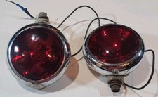 Pair Unity H1 Fog Lights Glass Red Lens Hot Rod Rat Rod Custom