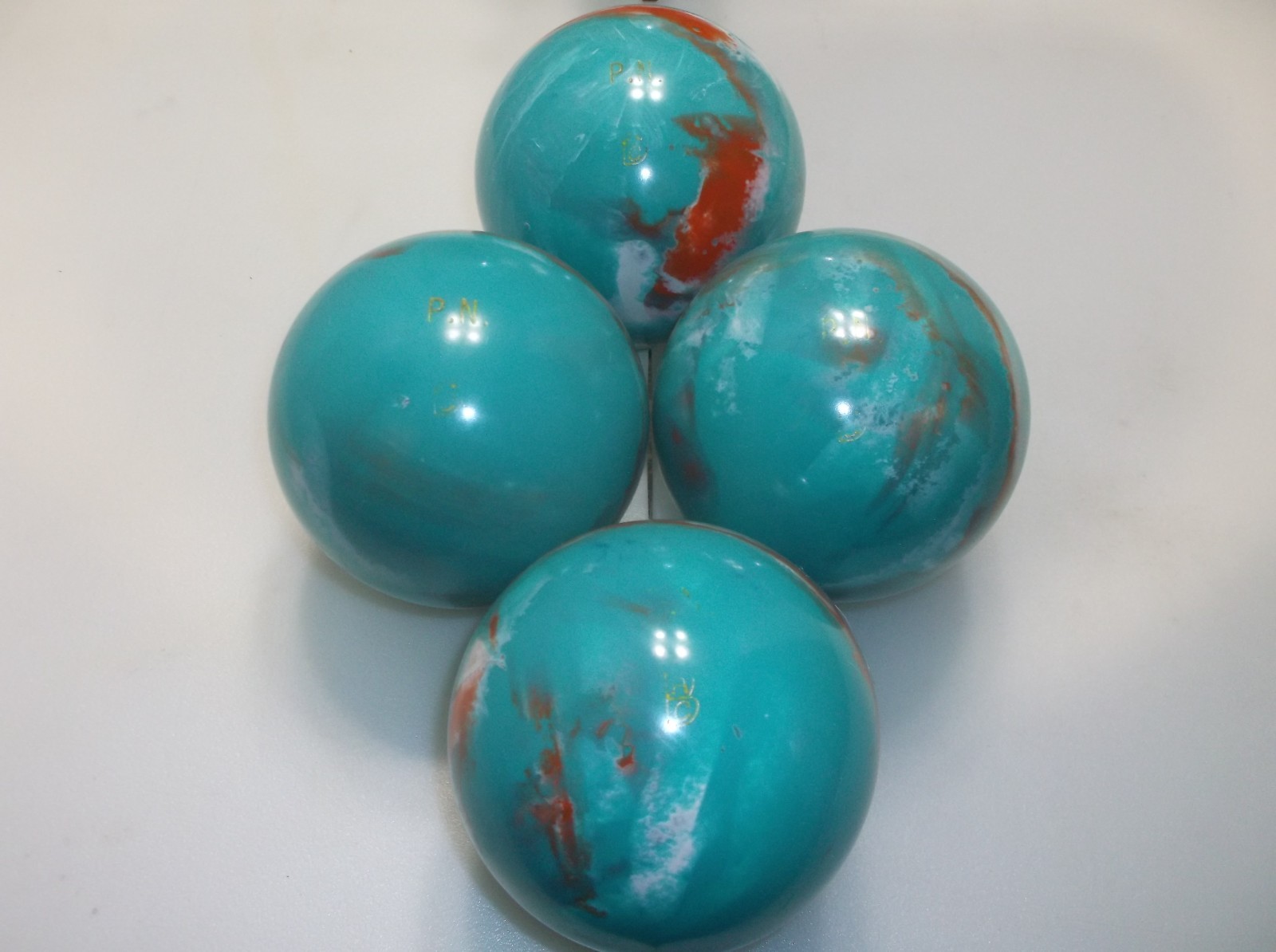 Candlepin Balls/REFINISHED/ABC's/4 Ball Set/2lbs 4.50oz/100% Rubber/ Mint Cond