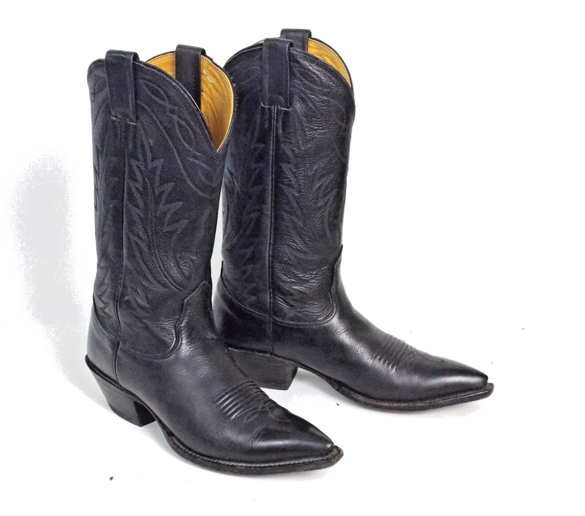 Nocona Classic Black Deertan Leather Cowboy Boots Wms Size 6C
