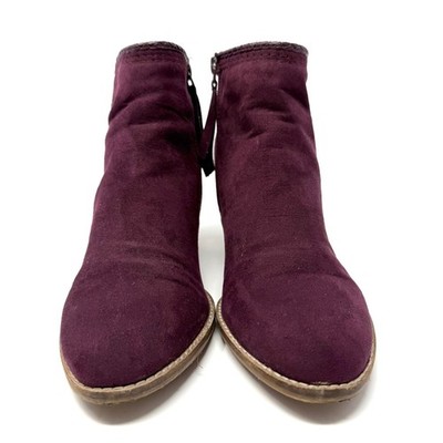 DV8 by Dolce Vita Womens Plum Purple Faux Suede Braid Trim Ankle Booties Heel 9N