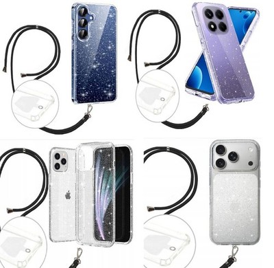 Handy Schutz Hülle Crystal Glitzer Case Umhängeband Schnur Kette Tasche mit Band
