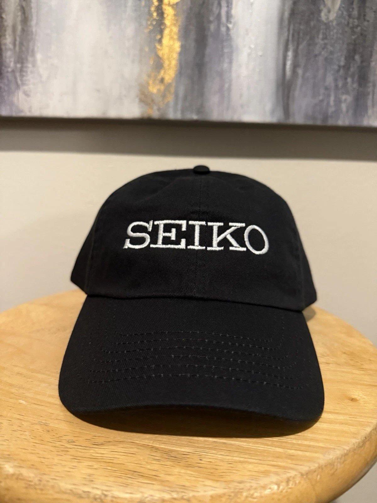 Seiko Black Strap Back Baseball Cap Hat One Size Fits Adjustable Watch Japanese