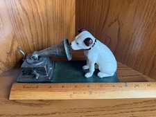 Nostalgic Collectable Cast Iron Figure Nipper Dog on Green Base Birmingham