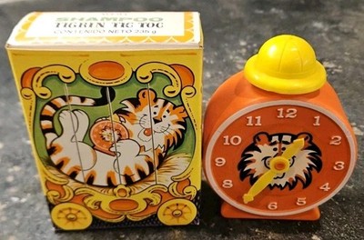 Vintage Avon Tic Toc Tiger Bubble Bath Bottle w/ Spanish Box Clock Shaped