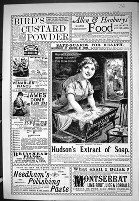 Alte sportliche dramatische Nachrichten 1885 Vogelpudding Hudsons Seife Needhams viktorianisch