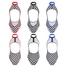 Women Leotard Dance L One Piece Hollow Out Bodysuit High Cut Racer Backless