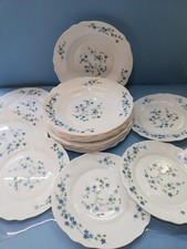 ARCOPAL FRANCE MYOSOTIS VERONICA SET 12 PIATTI PIANI FONDI  FIORI AZZURRI 