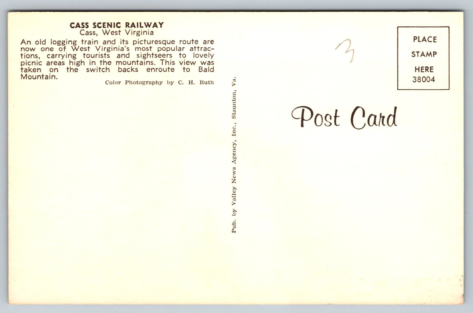 Postcard Cass WV Cass Scenic Railway Enroute to Bald Mountain eBay