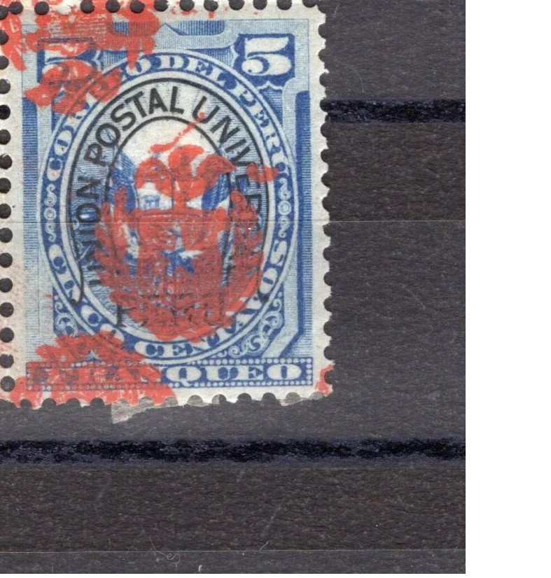 Chile Peru Pacific War  5c MH ERROR double overprint one inverted single