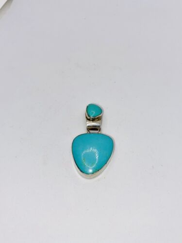 Vintage Mexico Sterling Silver Turquoise Pendant