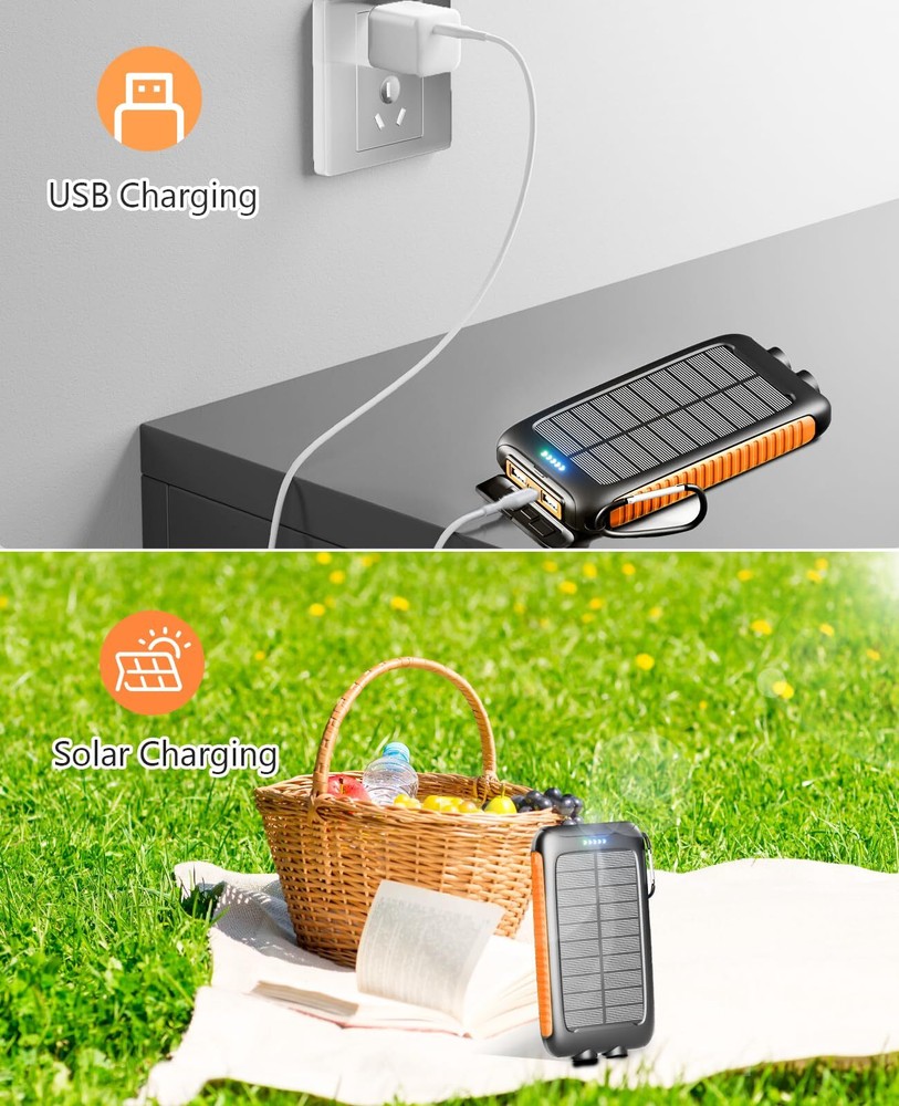 20000mAh Solar Power Bank - Portable Charger with External Battery 20000mAh Solar Power Bank - Portable Charger with External Battery