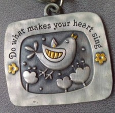 Do What Makes Your Heart Sing Bird Flower Metal Keychain