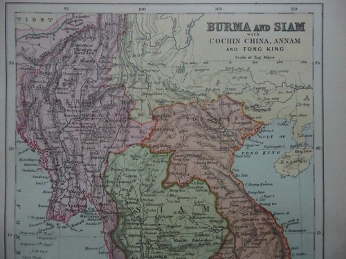 BURMA & SIAM; Original Vintage Map (c1890) Chambers - Thailand Vietnam Malay, 34 - Picture 3 of 4