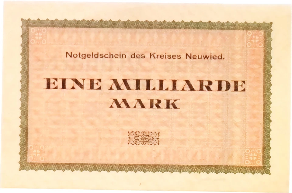 UNCIRCULATED 1923 Germany NEUWIED 1 BILLION /1000000000 Mark Banknote - Image 2 of 2