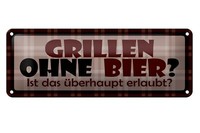 Blechschild Spruch 27X10 Cm Grillen Ohne Bier Metall Deko Schild Tin Sign
