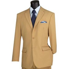 BIG  TALL Men's Khaki 2-Button Classic-Fit Poplin Polyester Suit NWT