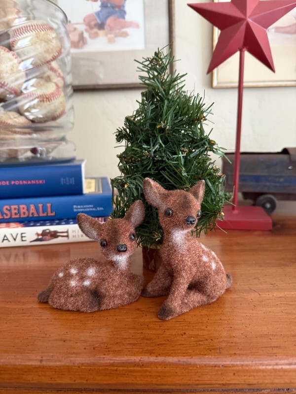 Christmas Vintage Flocked Fawn/Deer  Made In Japan