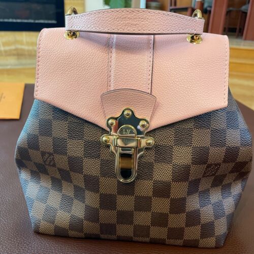 Louis Vuitton, Bags, Louis Vuitton Clapton Mini Damier Bne Brown Checked  Pink Magnolia Backpack Bag