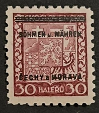 Travelstamps: 1940 Germany Bohemia & Moravia Czech WWII OP Stamp Sc #005 MNH OG