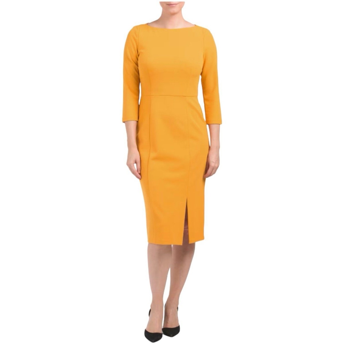 knee length dresses for ladies Dolce & Gabbana Yellow One Shoulder Side Slit Midi Dress