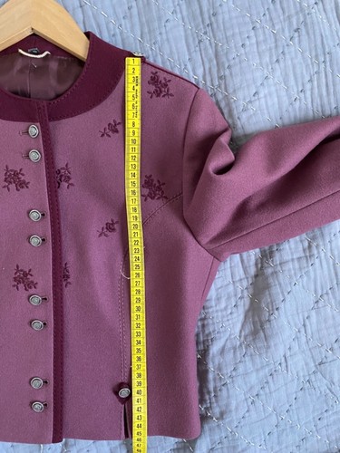 VTG unbranded women’s wool mauve flower embroidered short jacket sizeS - Picture 9 of 12