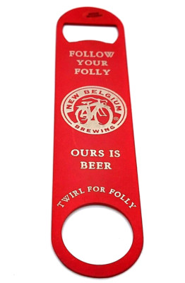 New Belgium Metal Beer Bottle Opener - How to Serve & Protect Beer - Red
