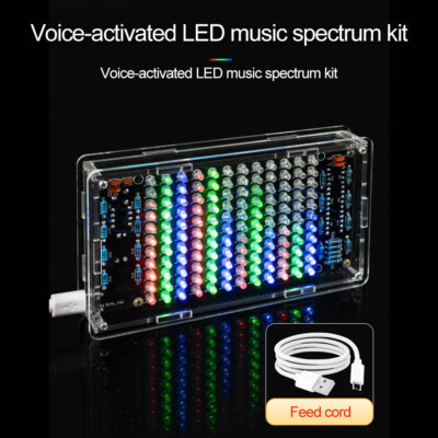 LED Music Spectrum DIY Kit Voice Control Dynamic Dot Matrix Spectrum Screen 5V