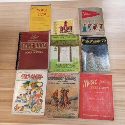 Lot Of 9 Folk Song Books Vintage Sheet Music Piano - Picture 1 of 19