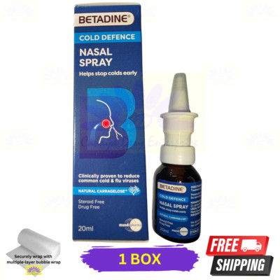 1 X BETADINE Adult Cold Defence Nasal Spray 20ml Helps Stop Colds Early