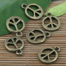 30pcs 26x7mm antiqued bronze peace symbol charms X0275
