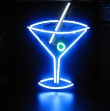 20"x16" Martini Glass Acrylic Neon Sign Light Lamp Display Handmade Room QL
