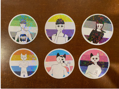 Pride Collection Holo Heart Stickers (Original Art) - Picture 3 of 3