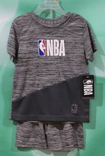 NWT NBA Basketball Boys Gray Shirt And Short Outfit Size 4 MSRP 40.00