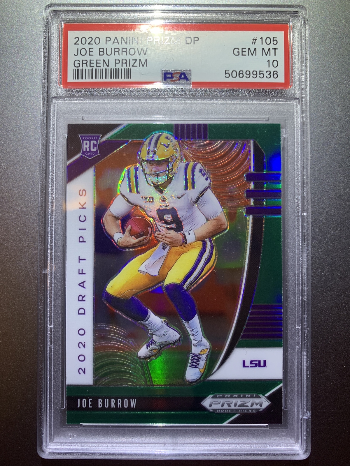 Joe Burrow 2020 Panini Prizm DP Prizm Rookie Card SP #105 PSA 10 GREEN PARALLEL