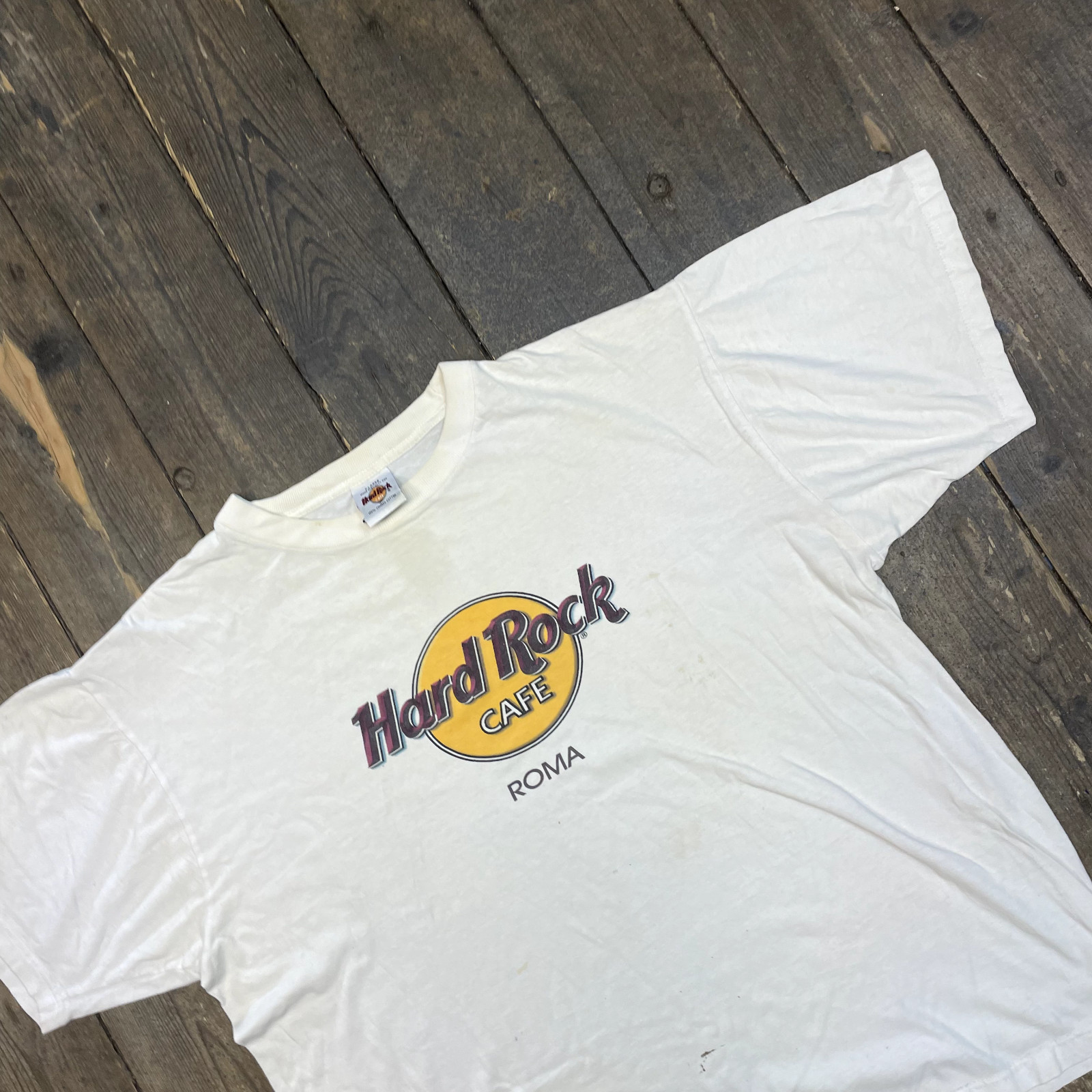 Hard Rock Cafe T-Shirt Roma Vintage Graphic Tee, White, Mens XL image 3