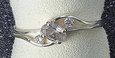 massiv Sterling Silber 925 Ring zierlich feminin mit 3 Zirkonias auch vergoldet - Bild 1 von 4
