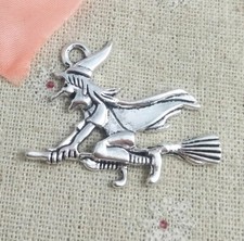 48 pcs tibetan silver Broom star witch charms pendant 30x37mm L-4904