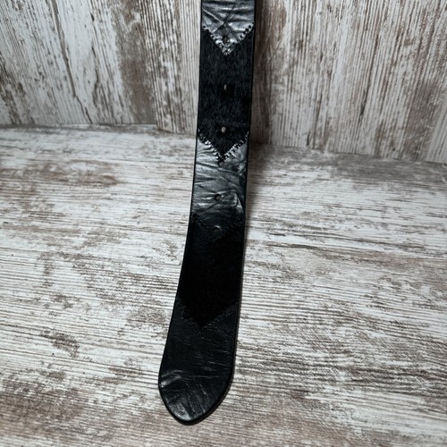 Zota Belt Black Western Hair-on Cowhide Design 44 in. w/ Interchangeable Buckle - Picture 4 of 11
