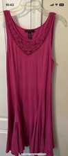 Ralph Lauren Fit & Flared Sleeveless Laced Bodice Dress Size Large Magenta